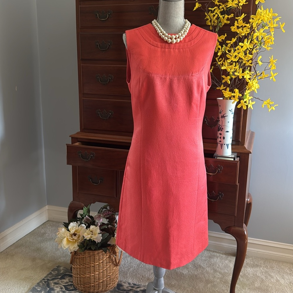 Tory Burch Coral Sleeveless Shift Dress Size 12 - Picture 2 of 13